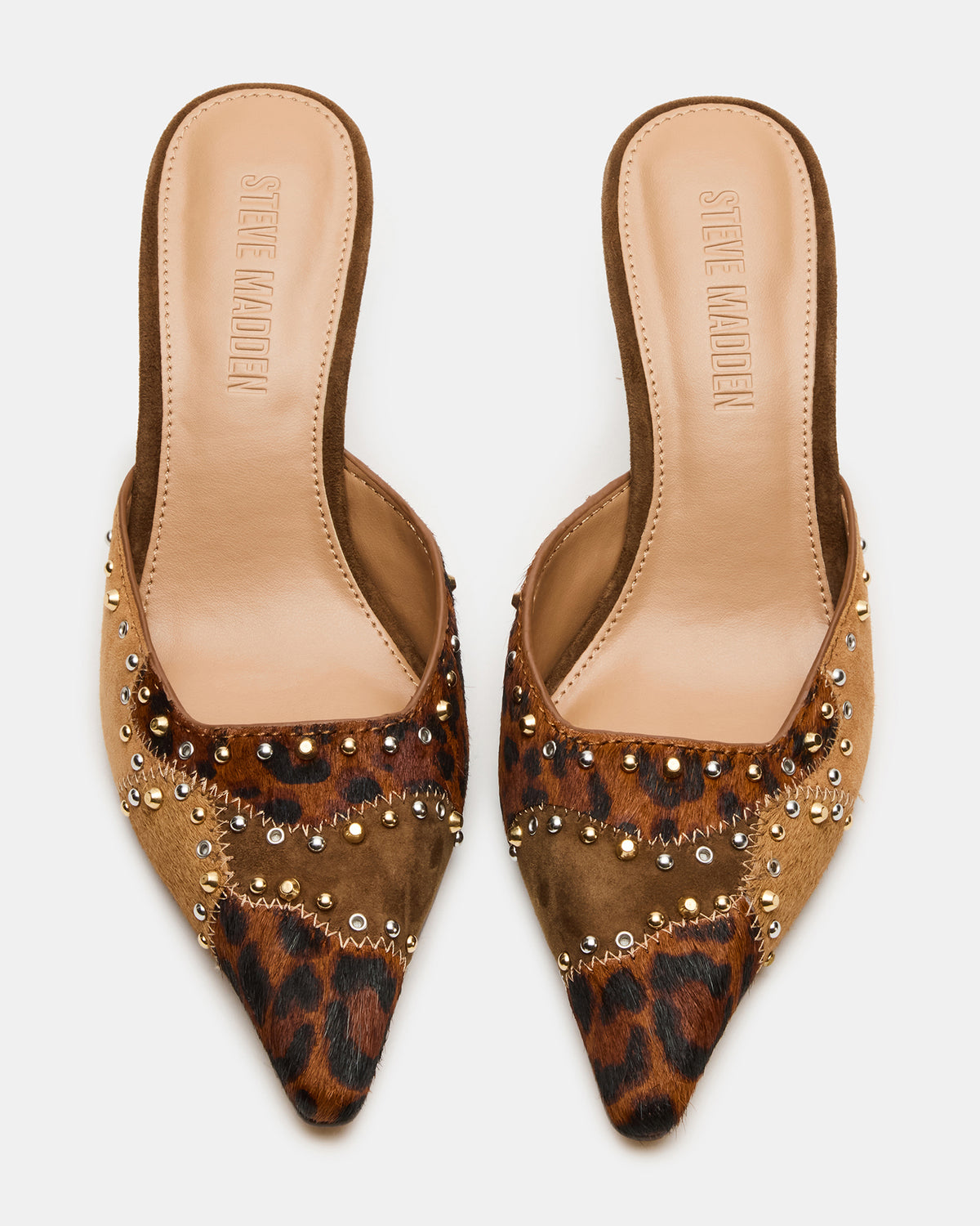 ALEXI Leopard Multi Studs Pointed-Toe Mule Women's Heel | Steve Madden Popular