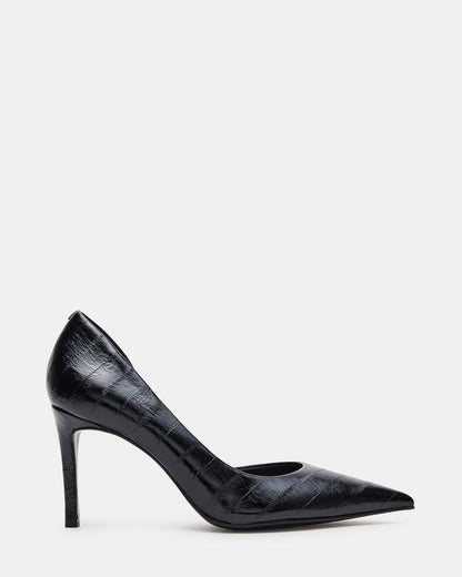NULA Black Eel Pointed-Toe Stiletto Pump Women's Heel | Steve Madden Everyday