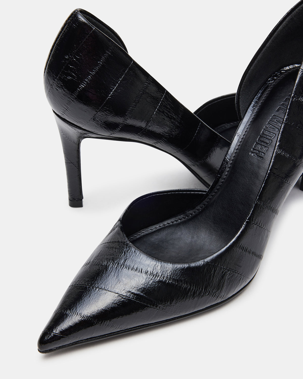 NULA Black Eel Pointed-Toe Stiletto Pump Women's Heel | Steve Madden Everyday