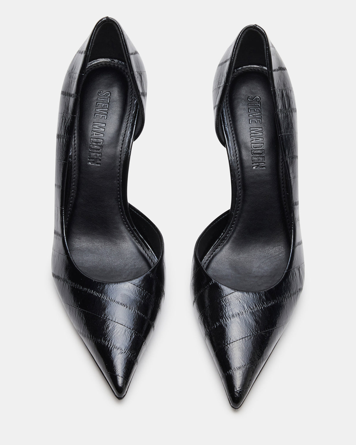 NULA Black Eel Pointed-Toe Stiletto Pump Women's Heel | Steve Madden Everyday