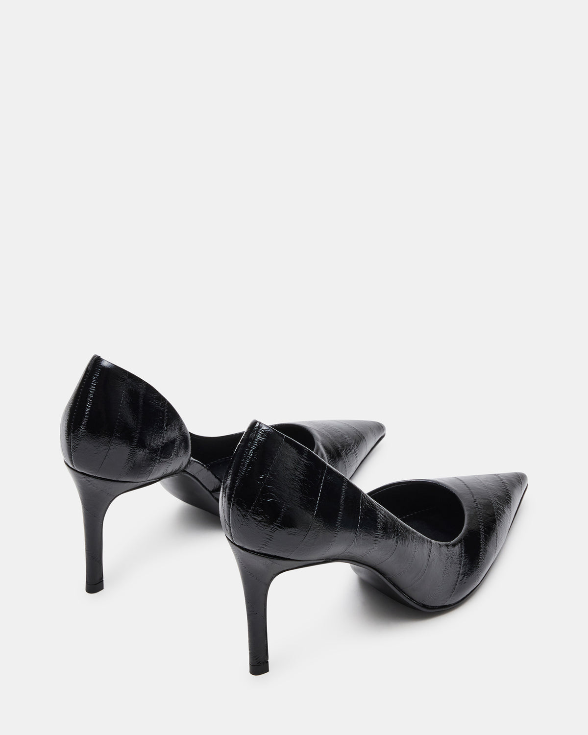 NULA Black Eel Pointed-Toe Stiletto Pump Women's Heel | Steve Madden Everyday