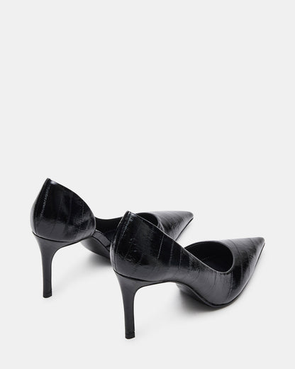 NULA Black Eel Pointed-Toe Stiletto Pump Women's Heel | Steve Madden Everyday