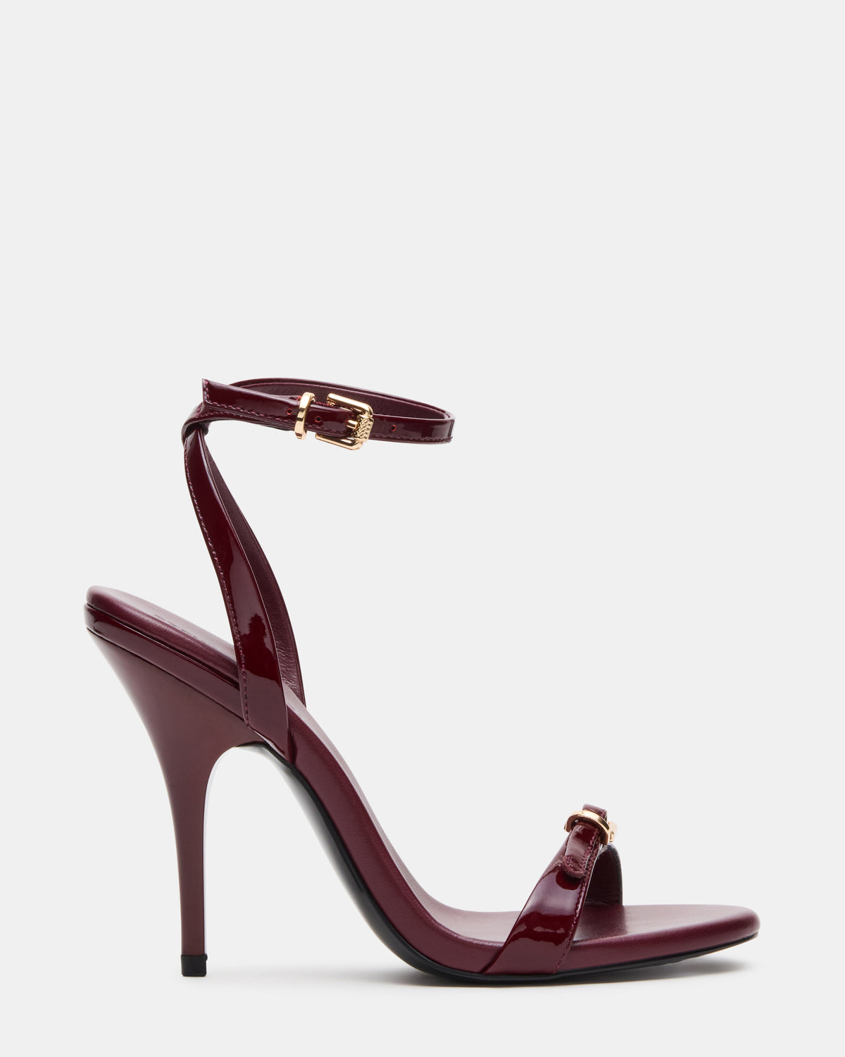FOXX Burgundy Patent Strappy Stiletto Open-Toe Women's Heel | Steve Madden Great Value