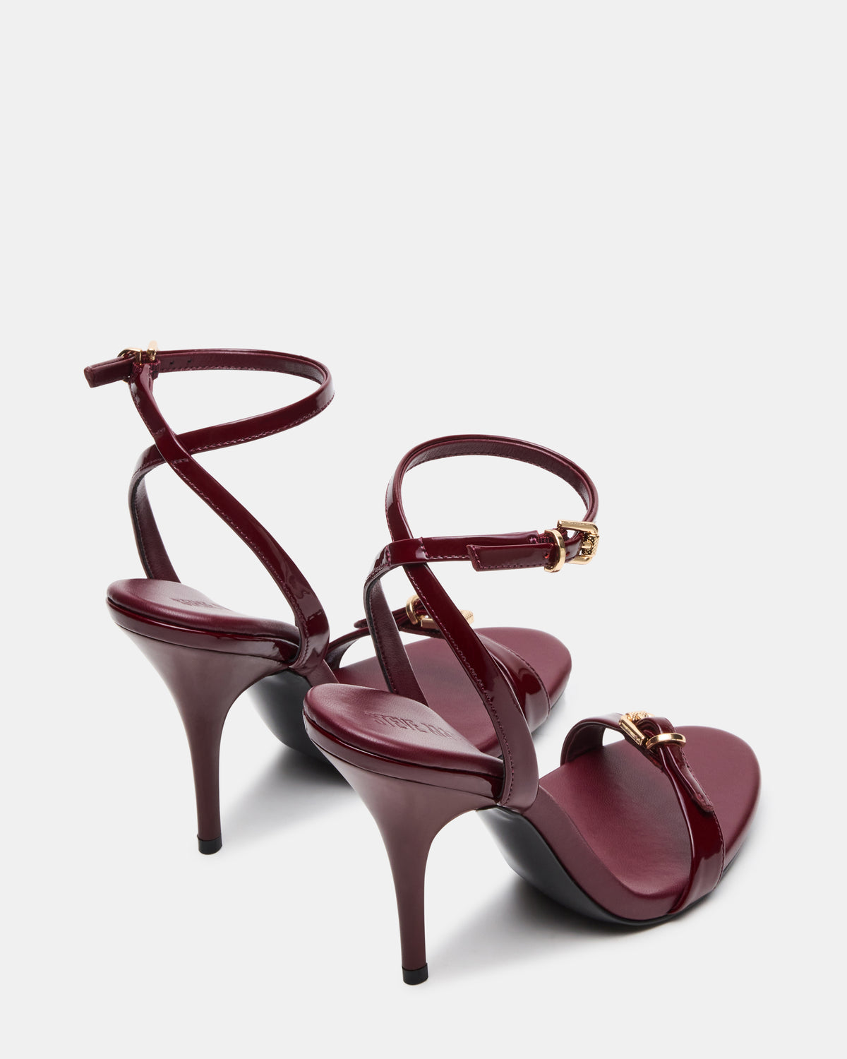 FOXX Burgundy Patent Strappy Stiletto Open-Toe Women's Heel | Steve Madden Great Value
