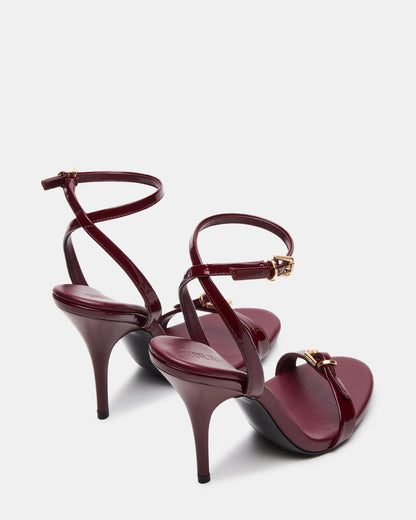 FOXX Burgundy Patent Strappy Stiletto Open-Toe Women's Heel | Steve Madden Great Value