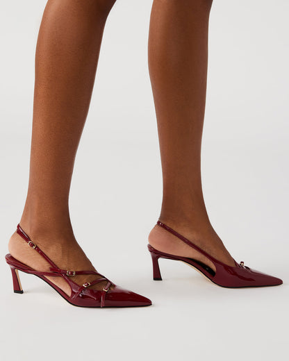 LIANA Wine Patent Women's Slingback Pointed-Toe Low Heel | Steve Madden Premium