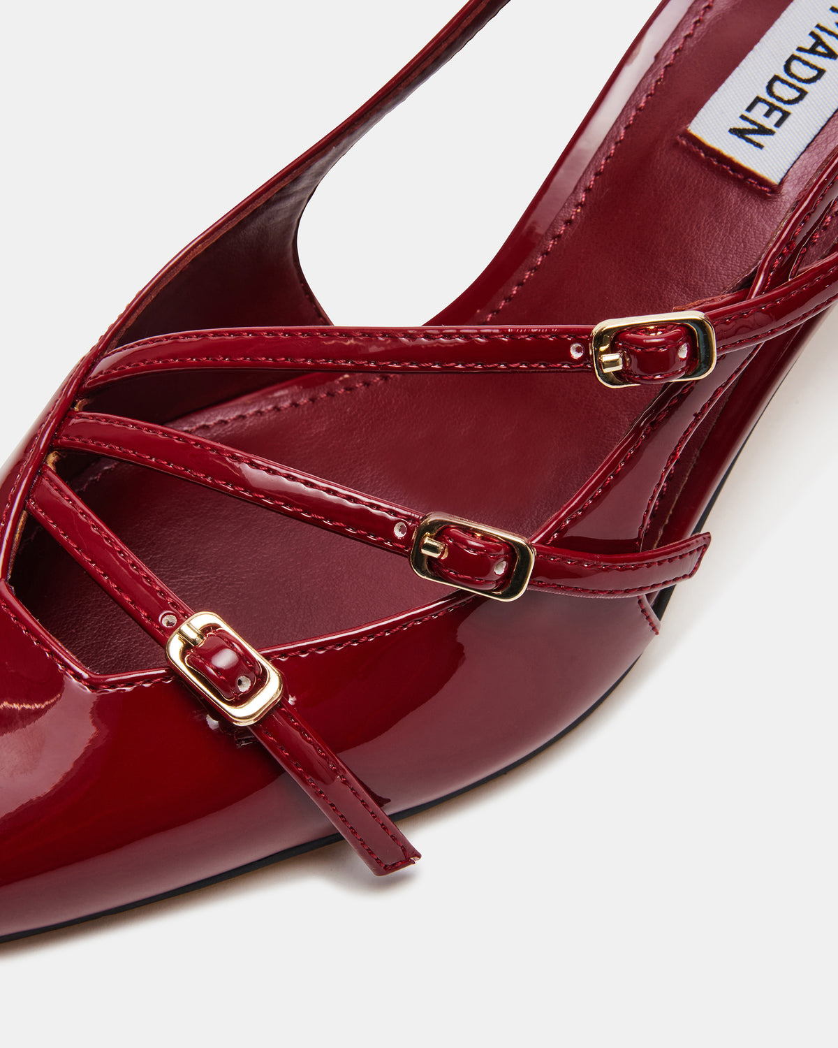 LIANA Wine Patent Women's Slingback Pointed-Toe Low Heel | Steve Madden Premium