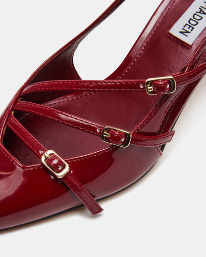 LIANA Wine Patent Women's Slingback Pointed-Toe Low Heel | Steve Madden Premium