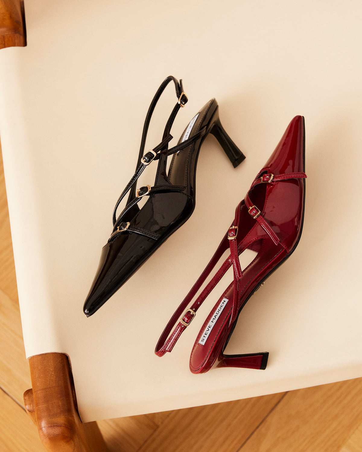 LIANA Wine Patent Women's Slingback Pointed-Toe Low Heel | Steve Madden Premium