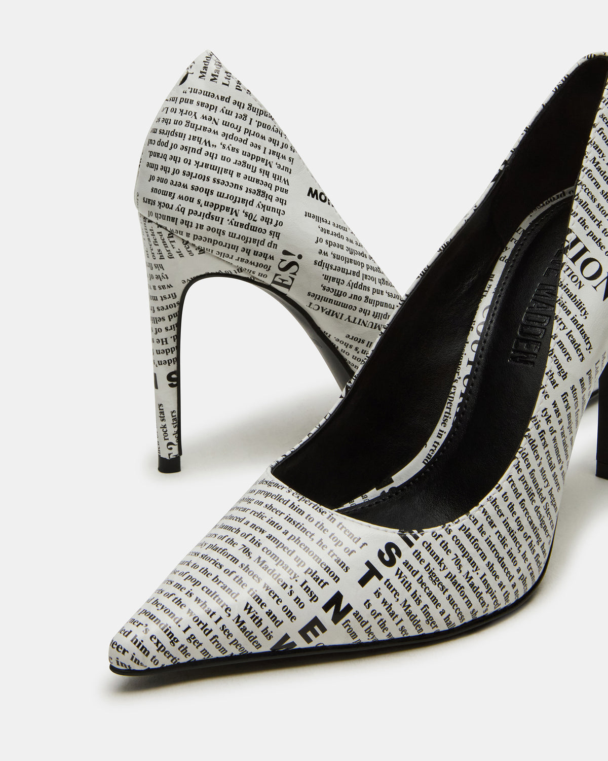 NOIR Newspaper Pointed-Toe Stiletto Pump Women's Heels | Steve Madden Discount