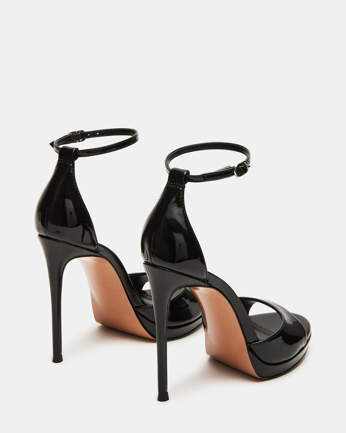 WILEY Black Patent Women's Open Toe Stiletto Heel | Steve Madden Trusted