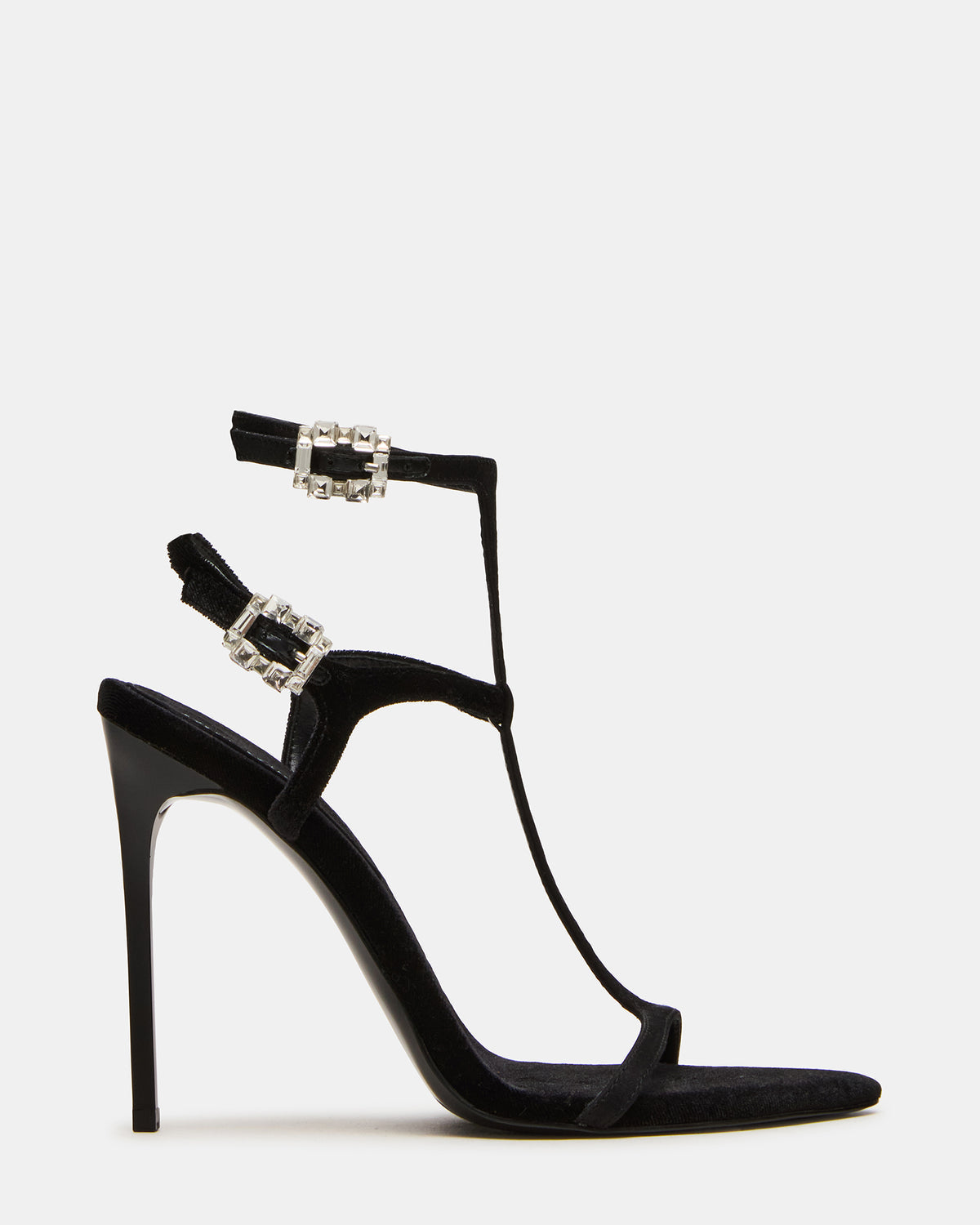 SALMA Black Multi Stiletto Strappy Open-Toe Ankle Strap Women's Heel | Steve Madden New