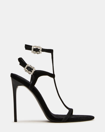 SALMA Black Multi Stiletto Strappy Open-Toe Ankle Strap Women's Heel | Steve Madden New