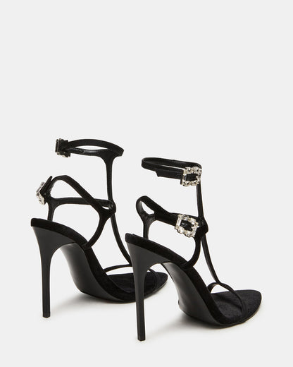 SALMA Black Multi Stiletto Strappy Open-Toe Ankle Strap Women's Heel | Steve Madden New