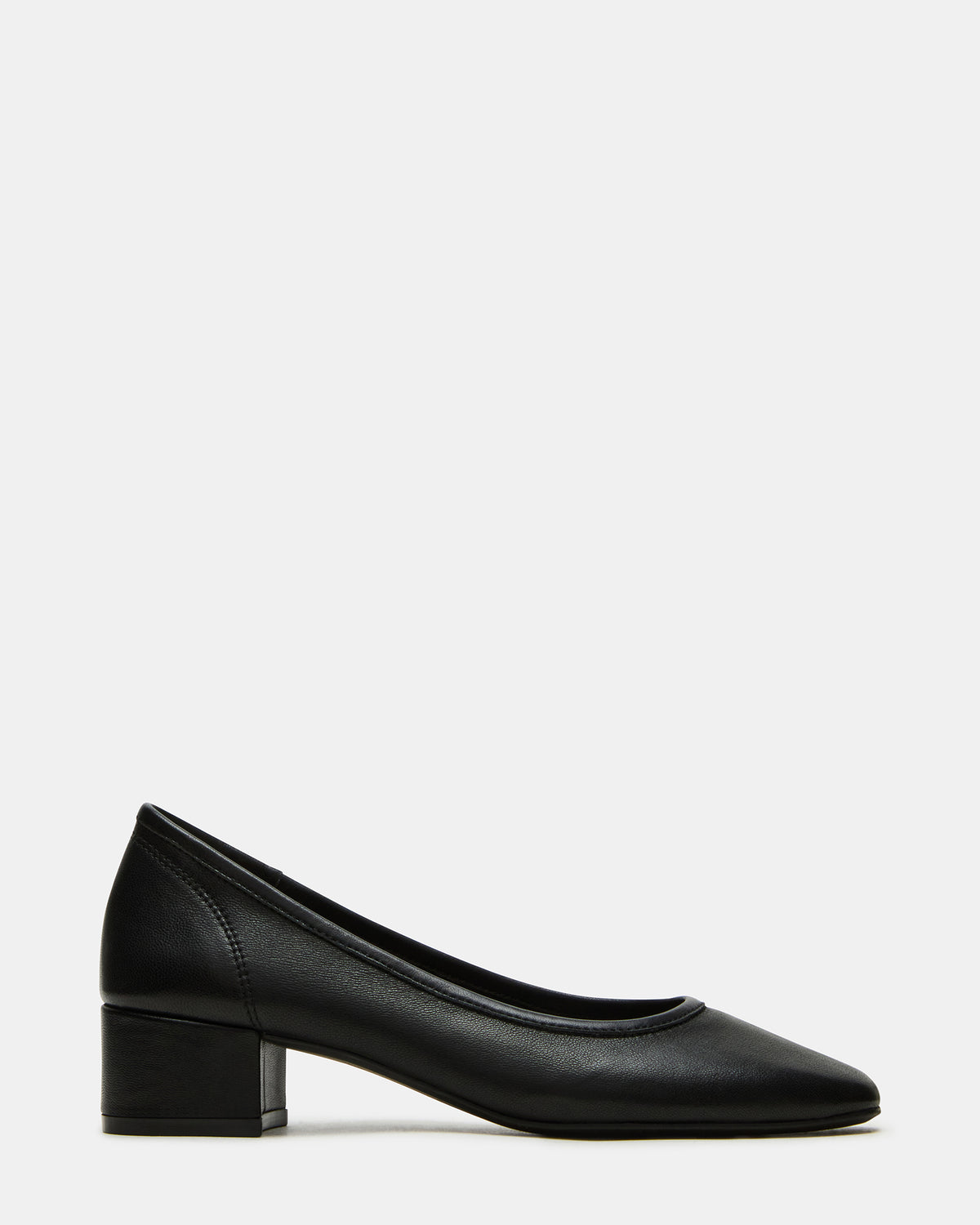 MOLLIE Black Leather Ballet Block Heels | Steve Madden Essential