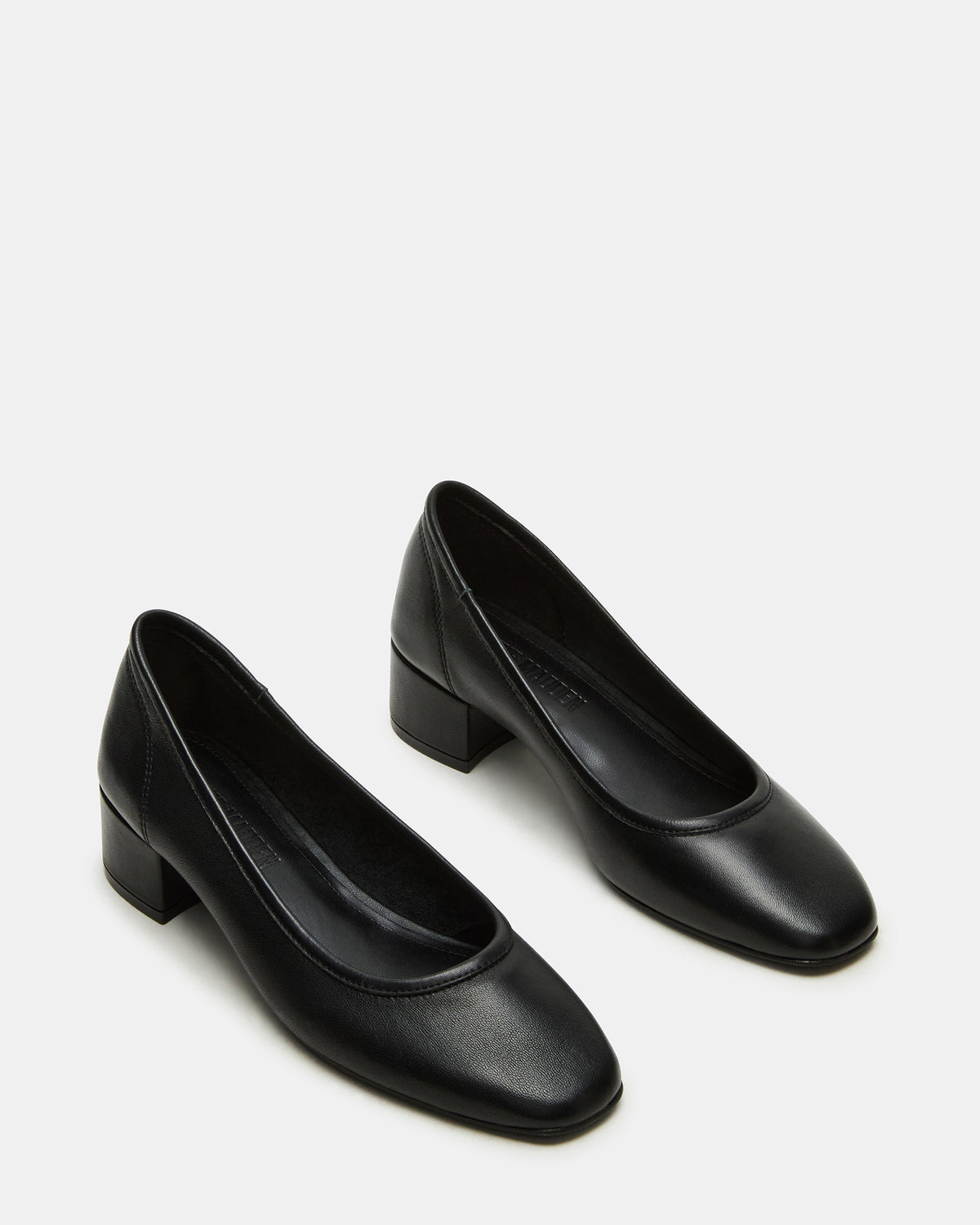 MOLLIE Black Leather Ballet Block Heels | Steve Madden Essential