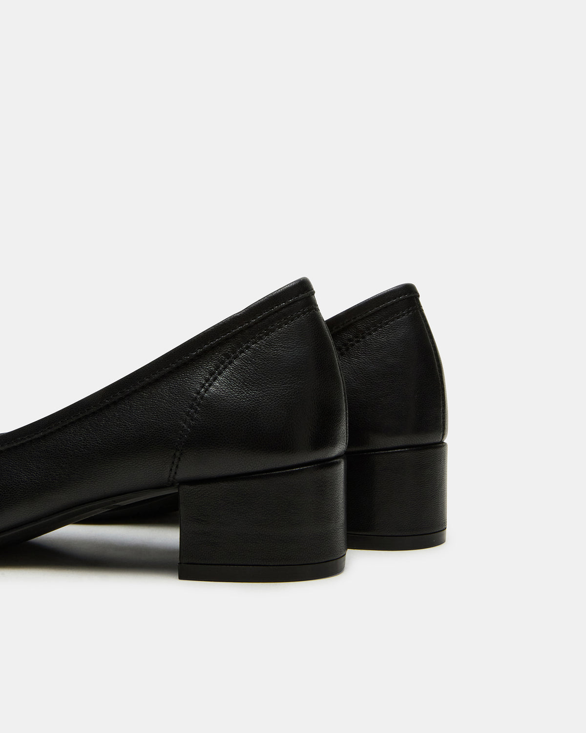 MOLLIE Black Leather Ballet Block Heels | Steve Madden Essential