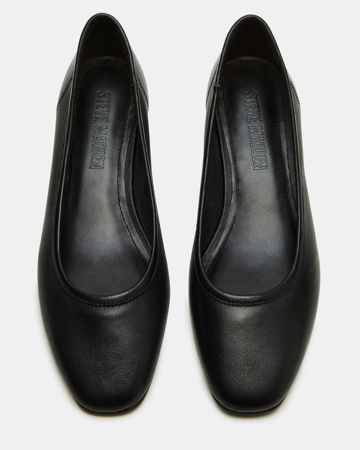 MOLLIE Black Leather Ballet Block Heels | Steve Madden Essential