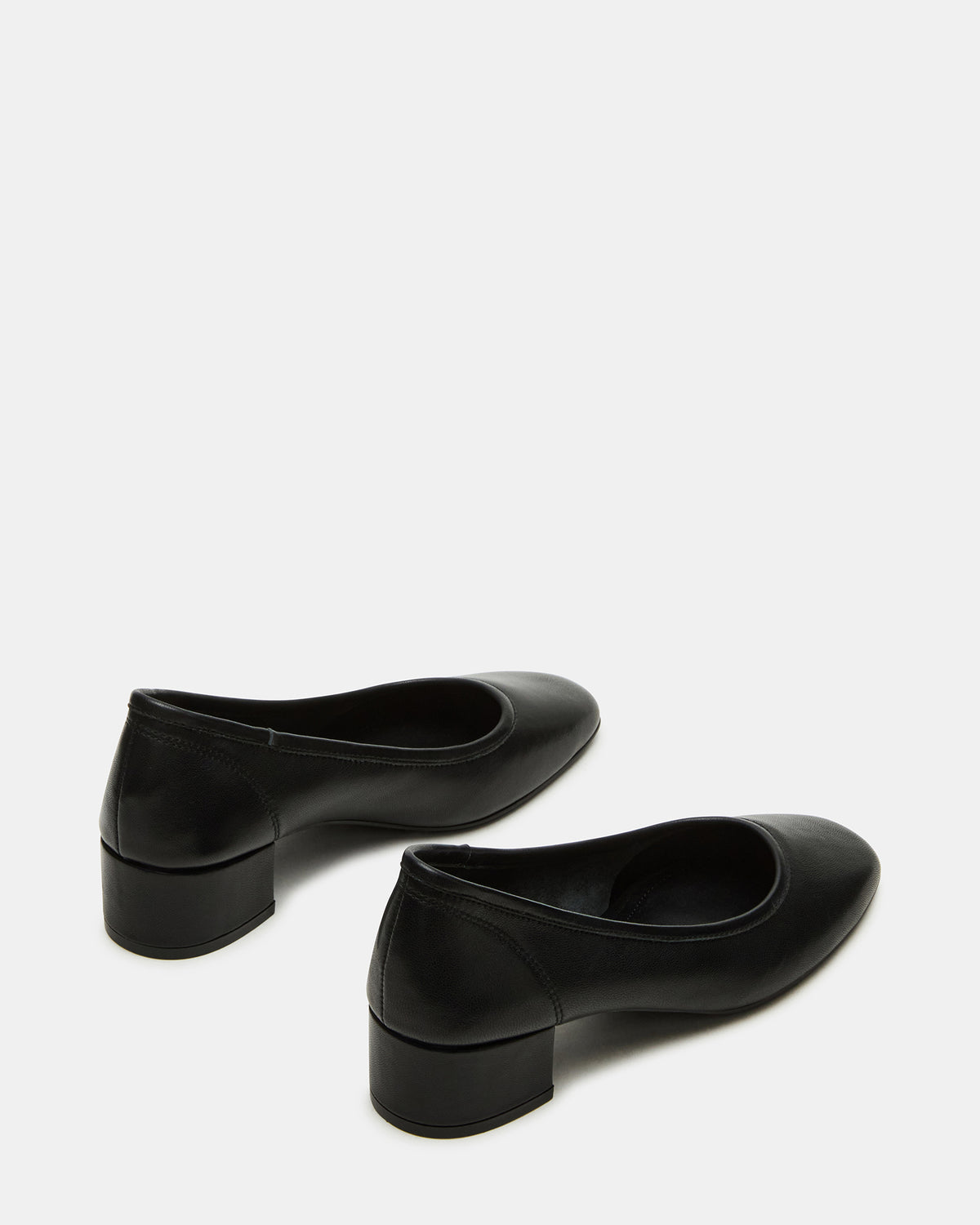 MOLLIE Black Leather Ballet Block Heels | Steve Madden Essential