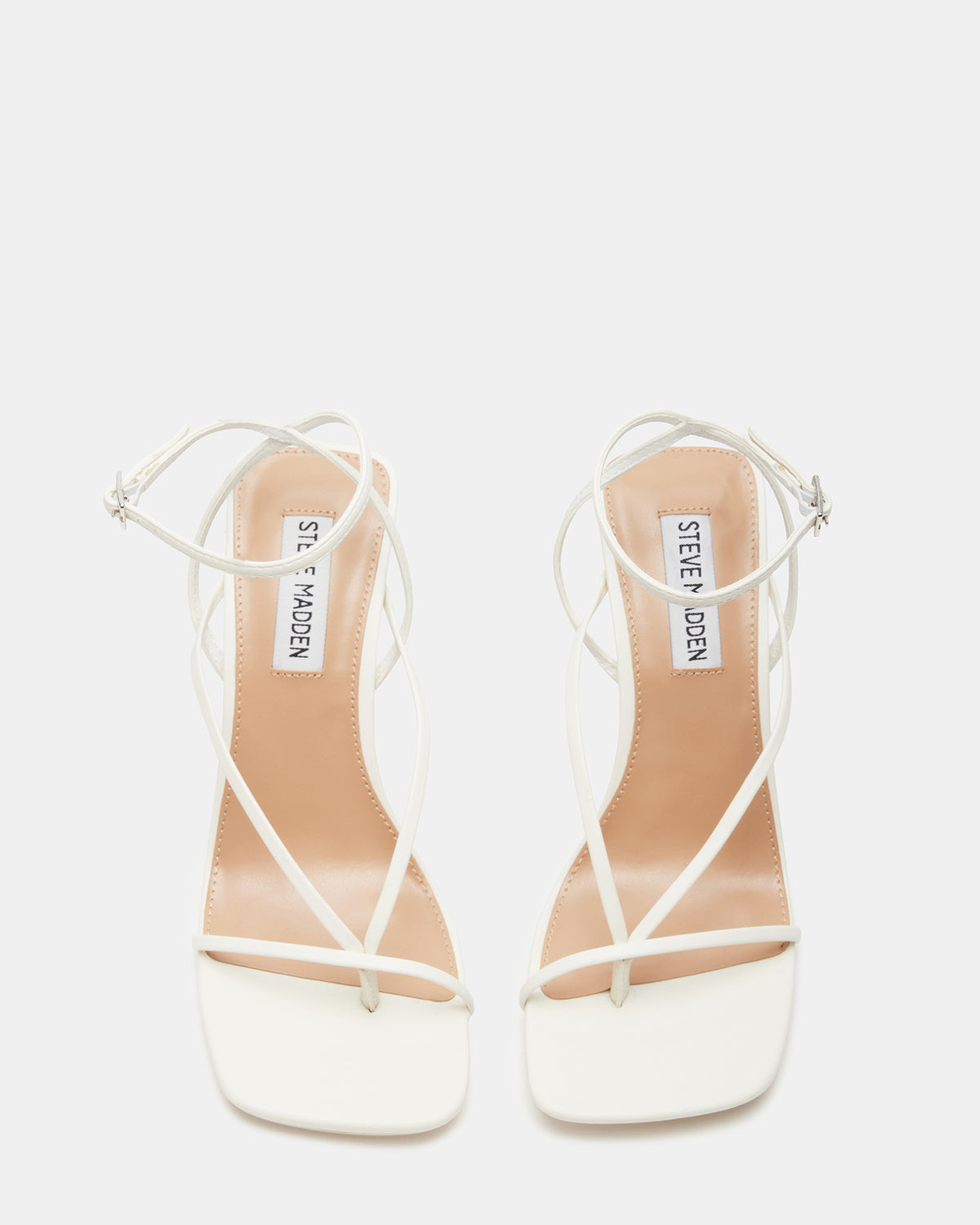 ANNIE White Women's Strappy Square Toe Heel | Steve Madden Discount