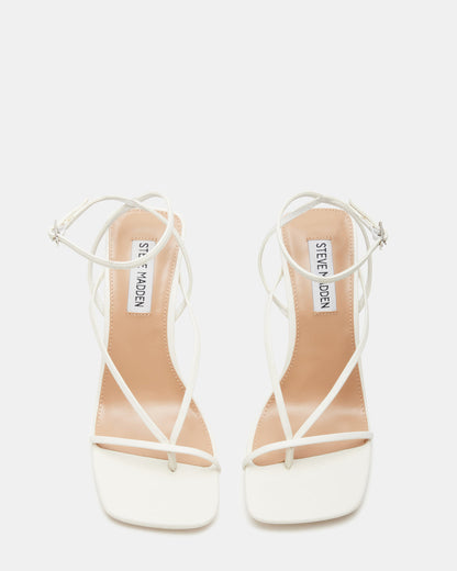 ANNIE White Women's Strappy Square Toe Heel | Steve Madden Discount