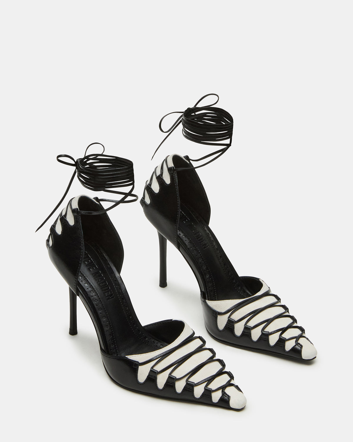 DANGER Black Multi Pointed-Toe Lace-Up Stiletto Pump Women's Heel | Steve Madden Popular
