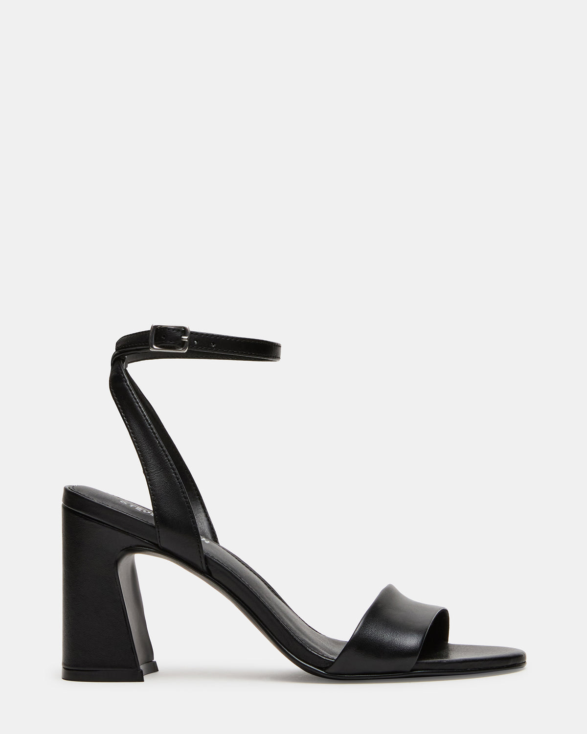 LARAH Black Leather Rounded Toe Block Heel Women's Heel | Steve Madden New