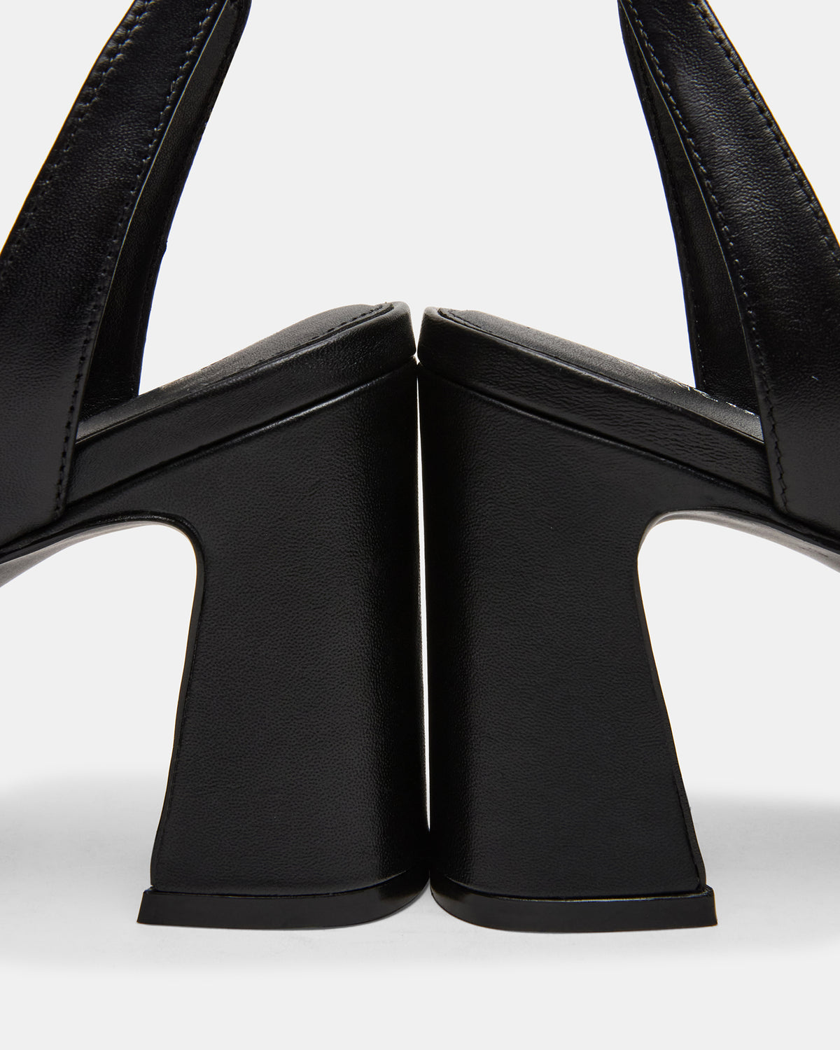 LARAH Black Leather Rounded Toe Block Heel Women's Heel | Steve Madden New