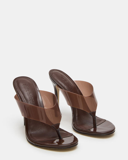 SABINE Brown Thong Mule Women's Heel | Steve Madden Sale