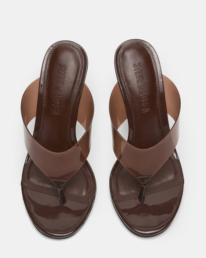 SABINE Brown Thong Mule Women's Heel | Steve Madden Sale