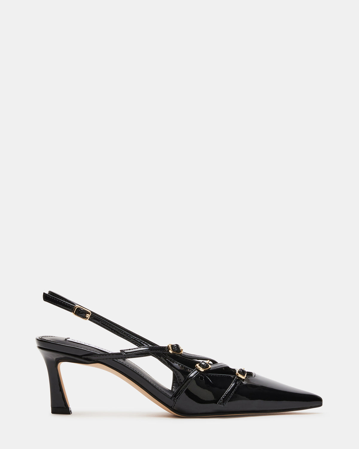 LIANA Black Patent Women's Slingback Pointed-Toe Low Heel | Steve Madden Essential