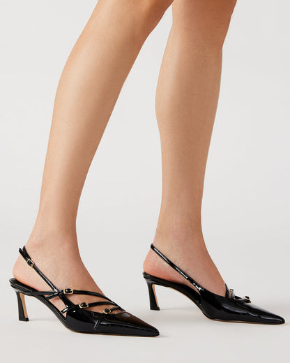 LIANA Black Patent Women's Slingback Pointed-Toe Low Heel | Steve Madden Essential
