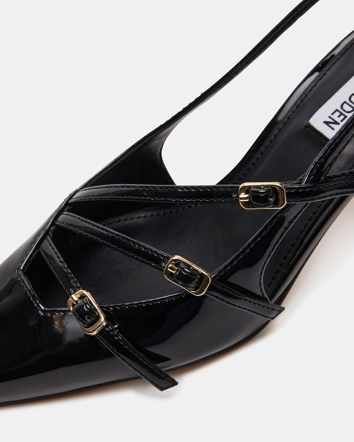 LIANA Black Patent Women's Slingback Pointed-Toe Low Heel | Steve Madden Essential