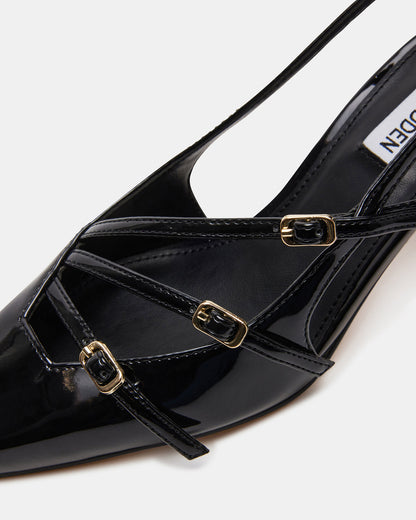 LIANA Black Patent Women's Slingback Pointed-Toe Low Heel | Steve Madden Essential