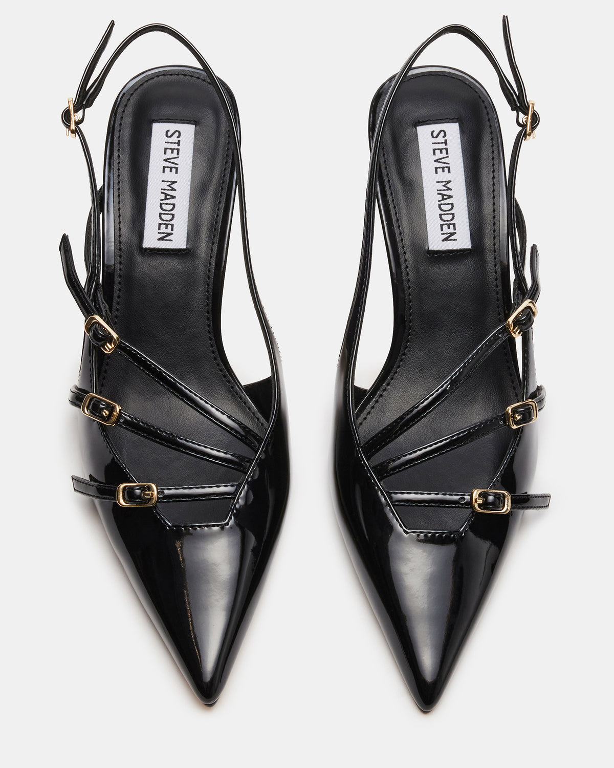 LIANA Black Patent Women's Slingback Pointed-Toe Low Heel | Steve Madden Essential