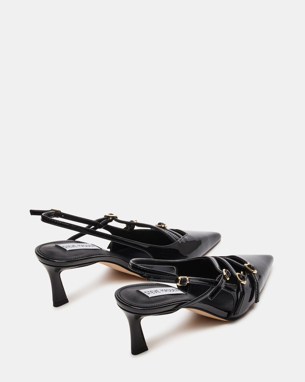 LIANA Black Patent Women's Slingback Pointed-Toe Low Heel | Steve Madden Essential