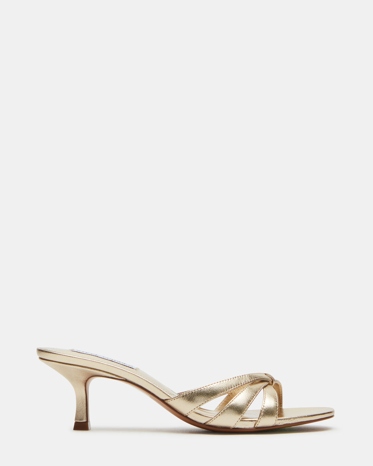 CARY Gold Leather Square-Toe Strappy Mule Women's Heel | Steve Madden Customer Favorite