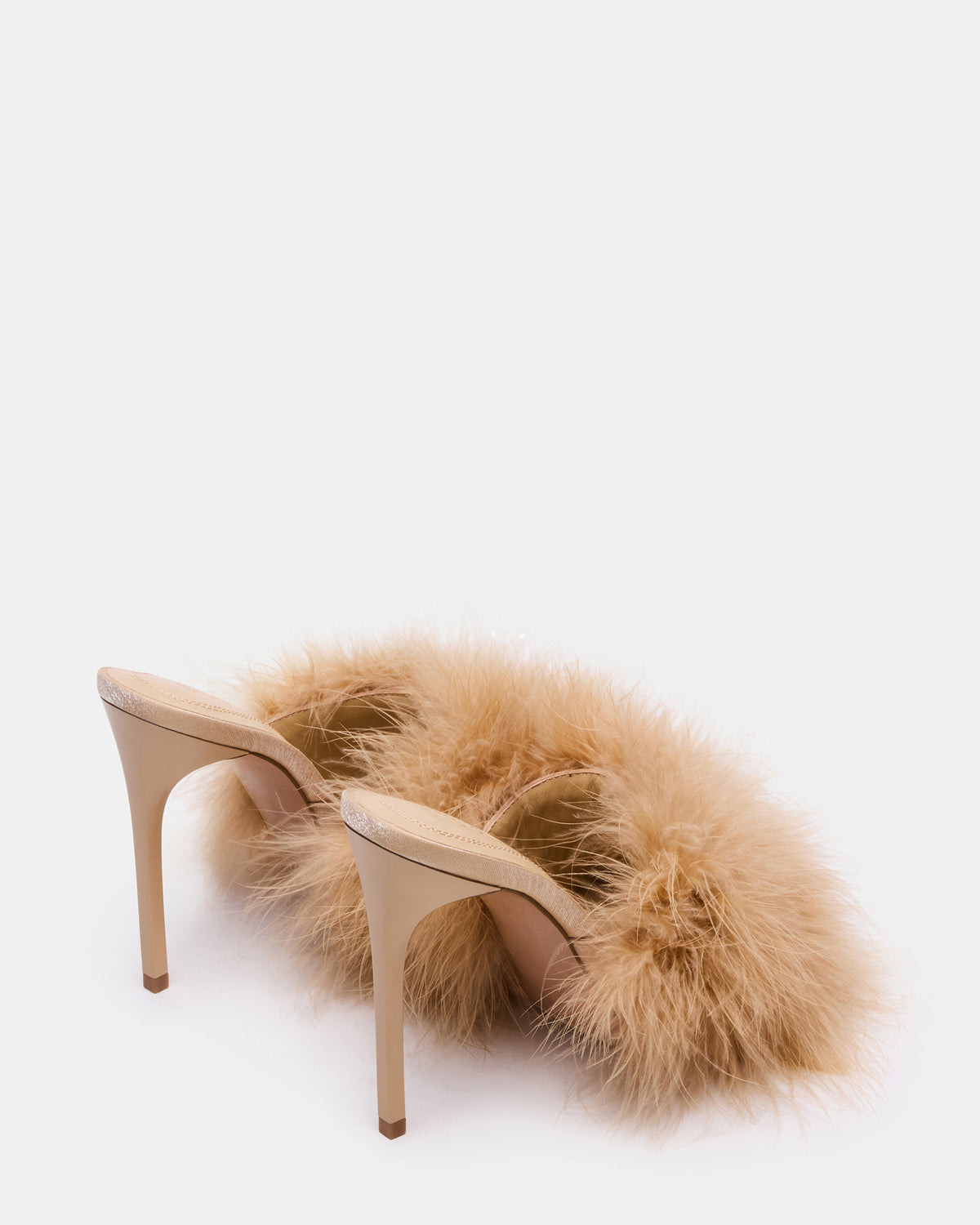ASHBEY Tan Multi Pointed-Toe Feather Mule Stiletto Women's Heel | Steve Madden Great Value