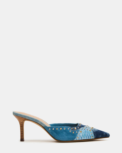 ALEXI Denim Multi Studs Pointed-Toe Mule Women's Heel | Steve Madden Hot Sale