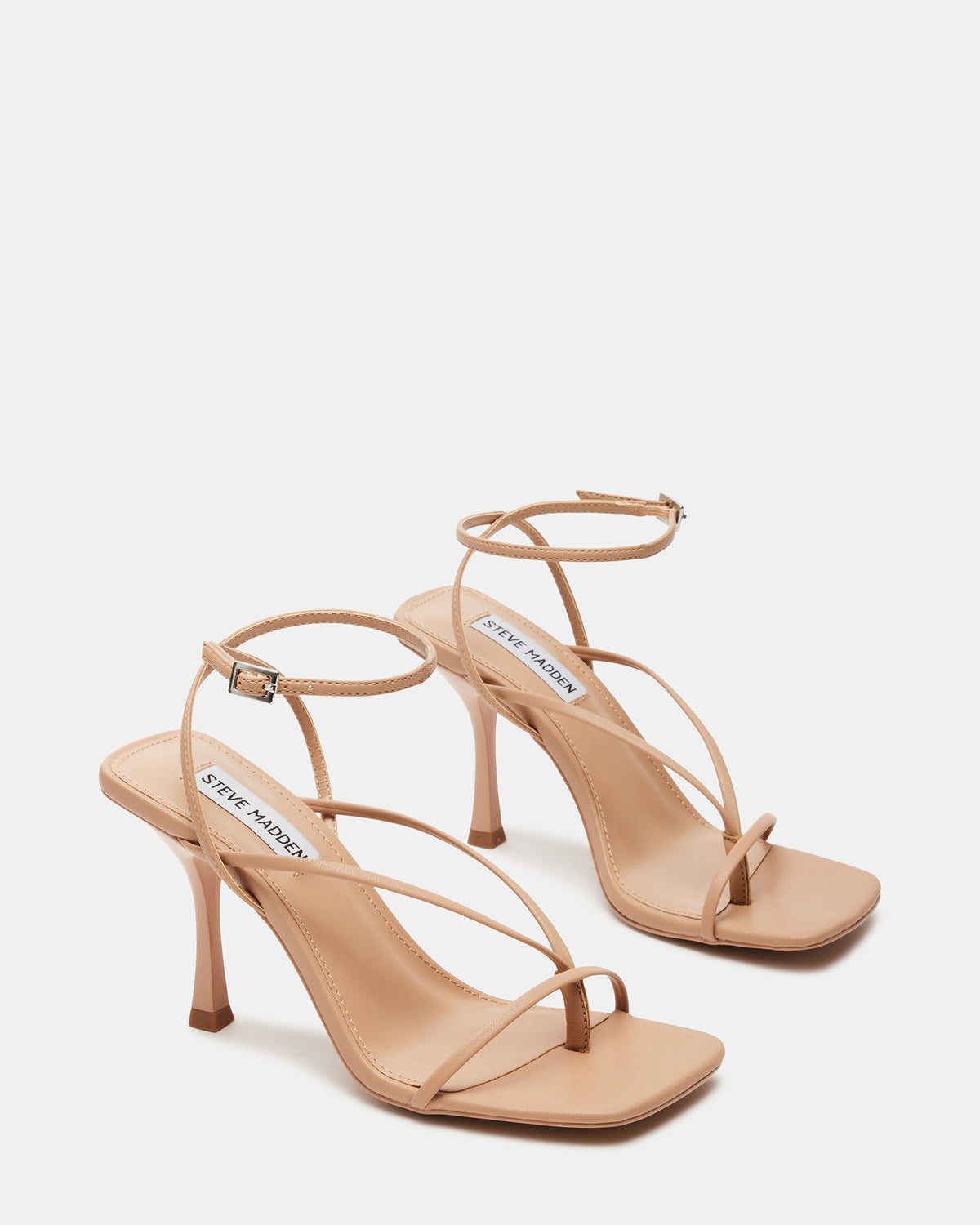 ANNIE Natural Women's Strappy Square Toe Heel | Steve Madden Essential