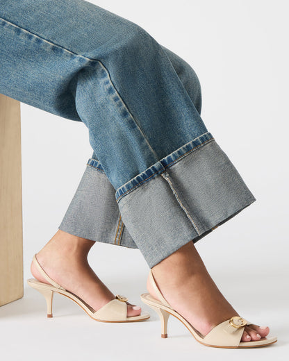 HENRIETTA Bone Leather Slingback Square-Toe Women's Heel | Steve Madden Great Value