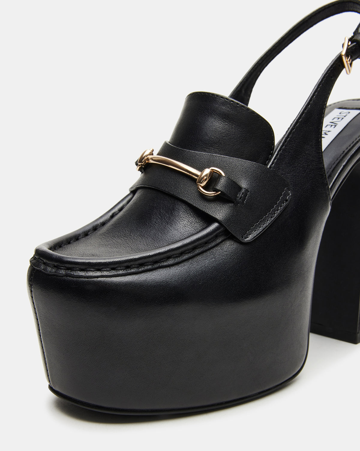 QUINN Black Leather Platform Slingback Heel | Women's Heels | Steve Madden Best Price