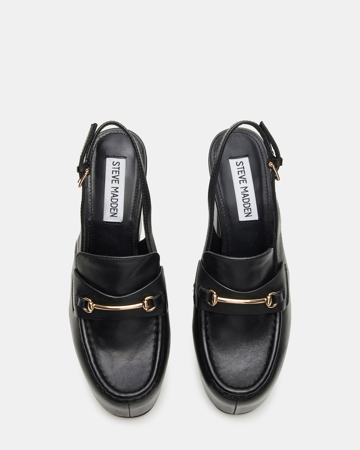 QUINN Black Leather Platform Slingback Heel | Women's Heels | Steve Madden Best Price