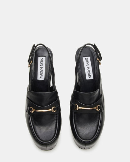 QUINN Black Leather Platform Slingback Heel | Women's Heels | Steve Madden Best Price