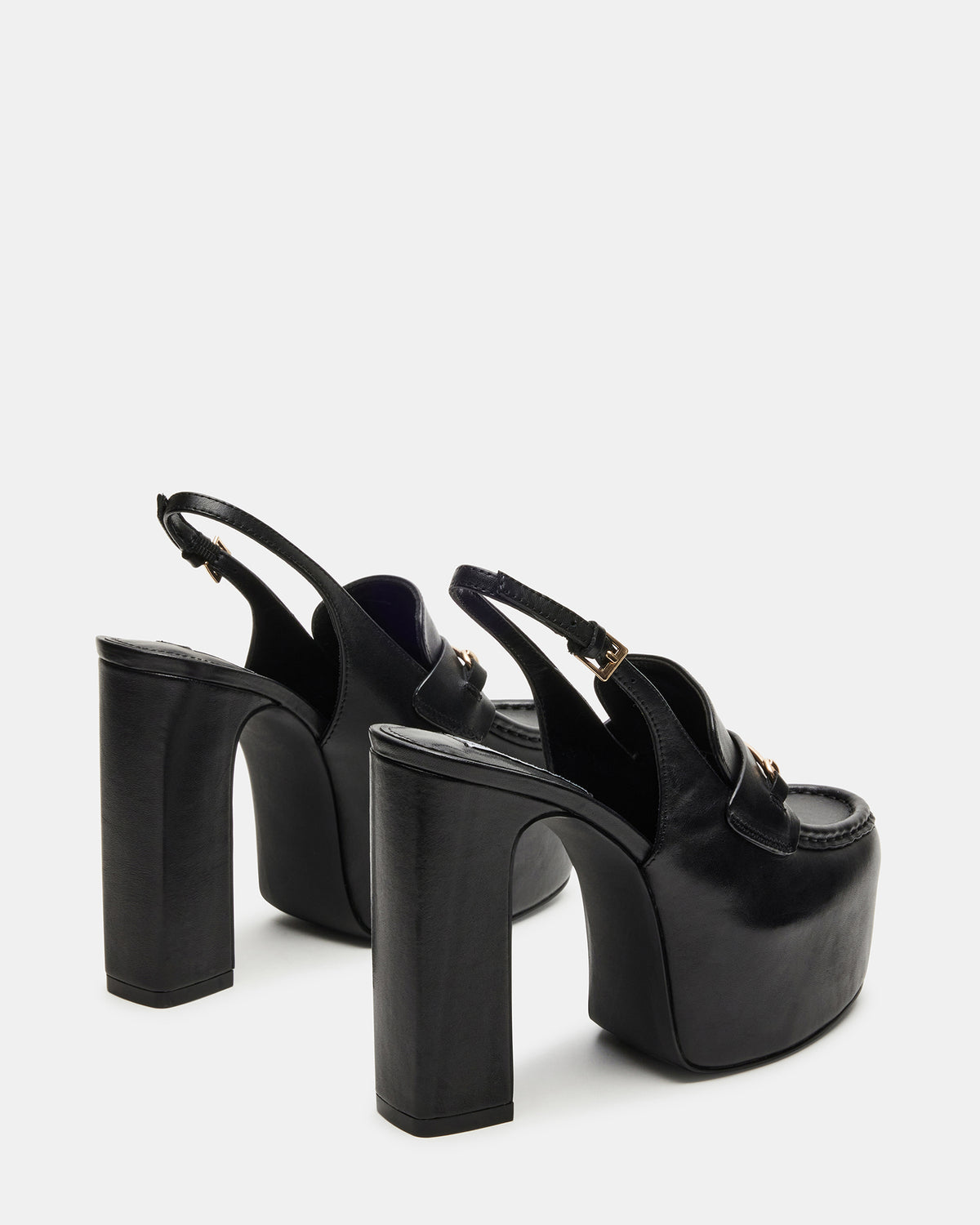 QUINN Black Leather Platform Slingback Heel | Women's Heels | Steve Madden Best Price