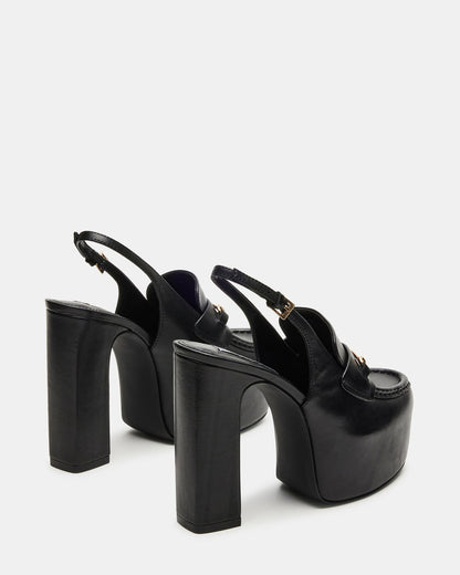 QUINN Black Leather Platform Slingback Heel | Women's Heels | Steve Madden Best Price
