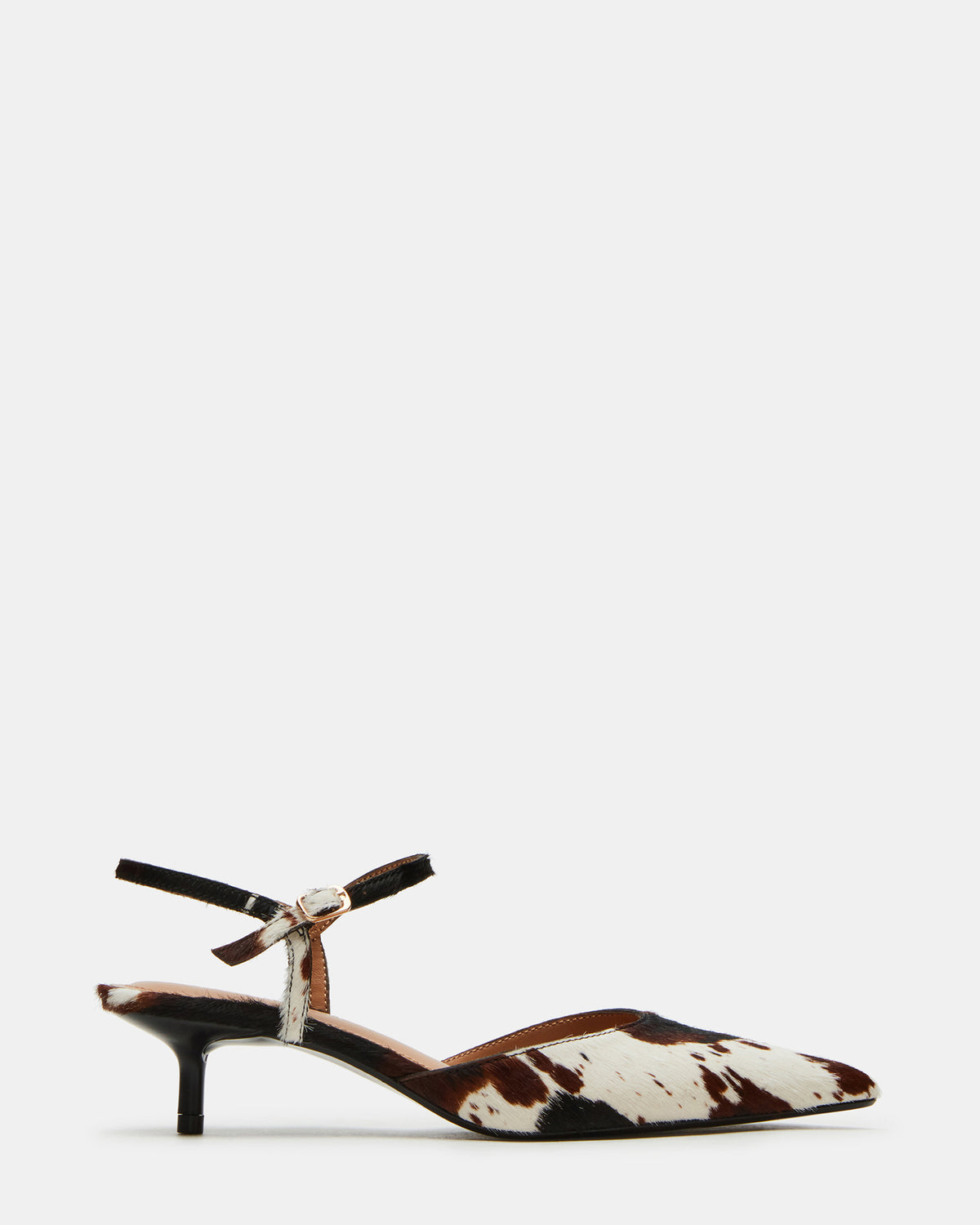 ADELAIDE Brown Cow Print Women's Pointed-Toe Kitten Heel | Steve Madden Special Offer