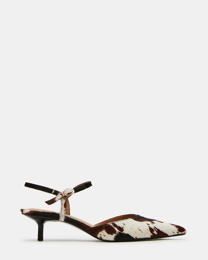 ADELAIDE Brown Cow Print Women's Pointed-Toe Kitten Heel | Steve Madden Special Offer