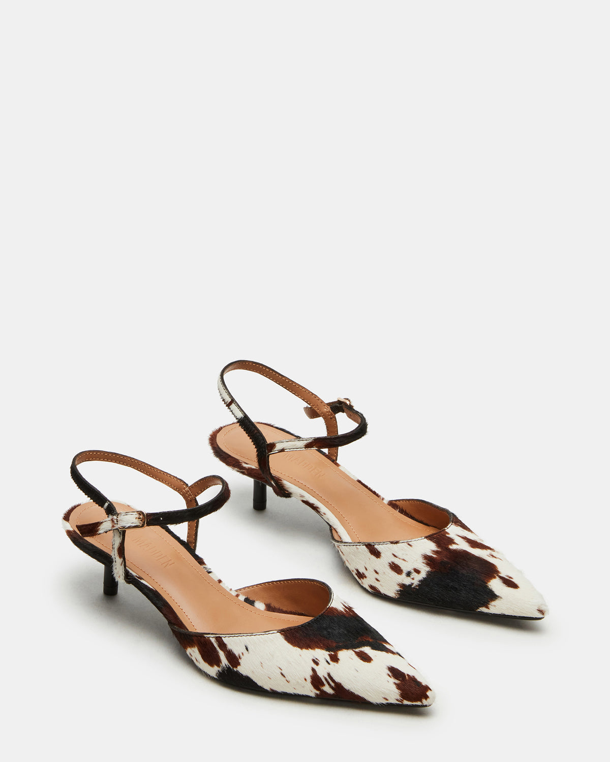ADELAIDE Brown Cow Print Women's Pointed-Toe Kitten Heel | Steve Madden Special Offer