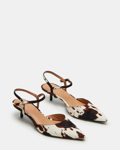 ADELAIDE Brown Cow Print Women's Pointed-Toe Kitten Heel | Steve Madden Special Offer